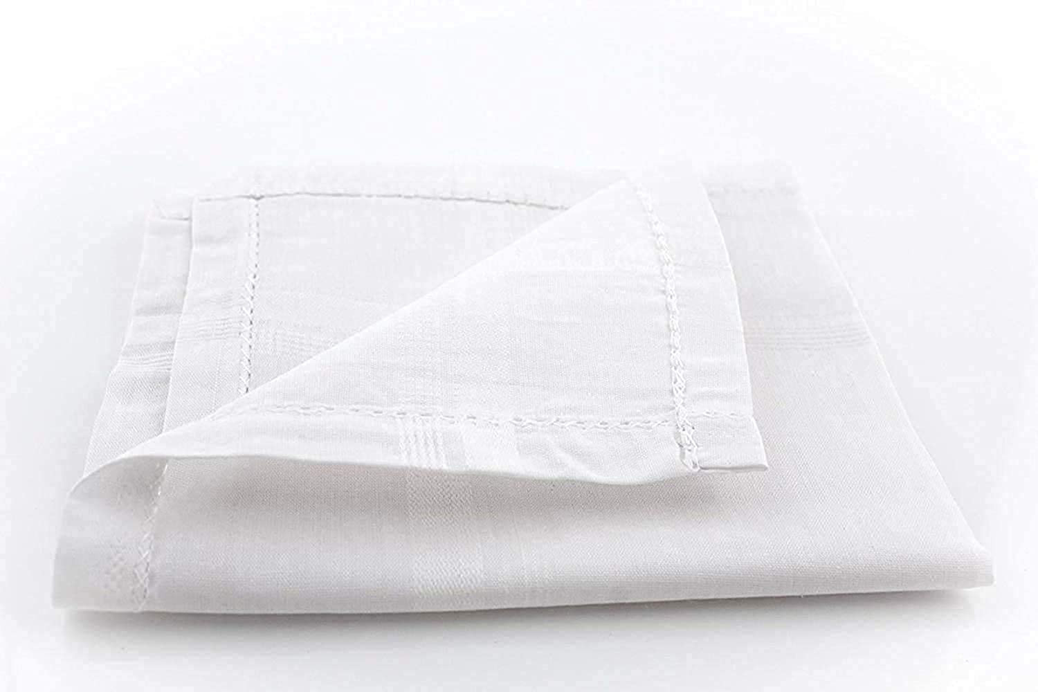 Kuber Industries 100% Cotton Premium Collection HAndkerchiefs Hanky For Men,(White)