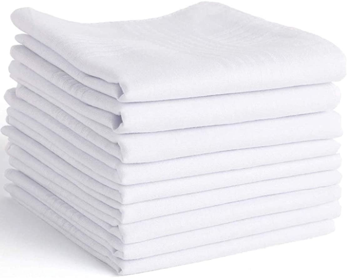 Kuber Industries 100% Cotton Premium Collection HAndkerchiefs Hanky For Men,(White)