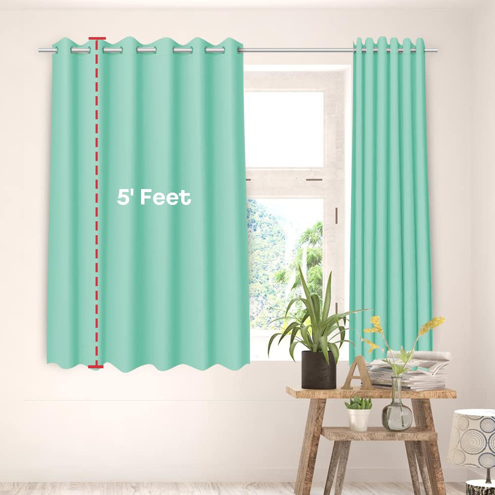 Kuber Industries 100% Room Darkening Black Out Curtain I 5 Feet Window Curtain I Insulated Heavy Polyester Solid Curtain|Drapes with 8 Eyelet for Home & Office (Aqua)