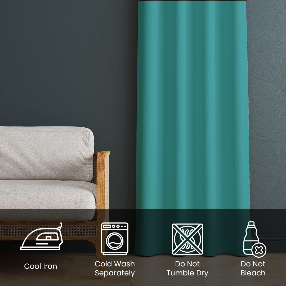 Kuber Industries 100% Room Darkening Black Out Curtain I 5 Feet Window Curtain I Insulated Heavy Polyester Solid Curtain|Drapes with 8 Eyelet for Home & Office (Aqua)