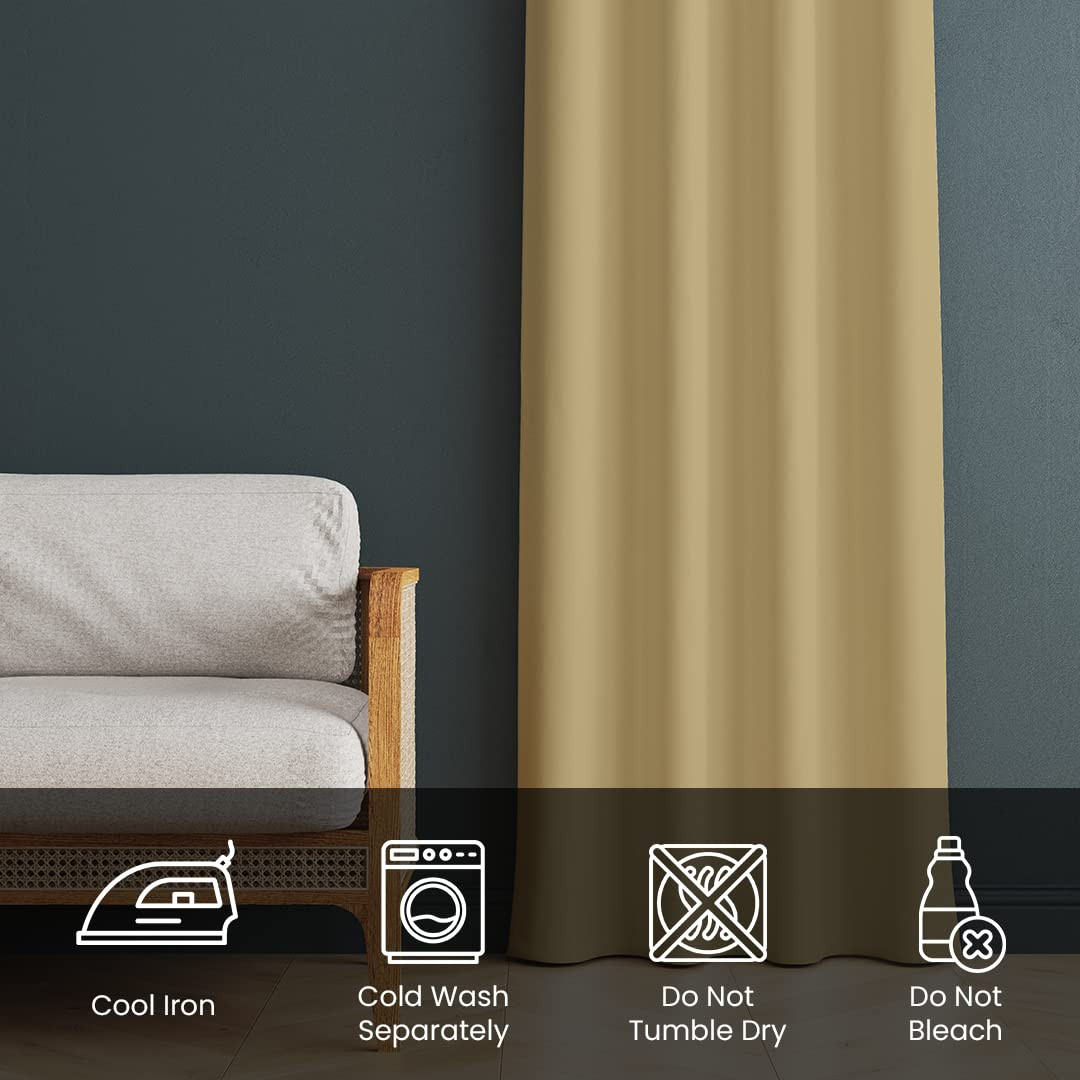 Kuber Industries 100% Room Darkening Black Out Curtain I 5 Feet Window Curtain I Insulated Heavy Polyester Solid Curtain|Drapes with 8 Eyelet for Home & Office (Gold)