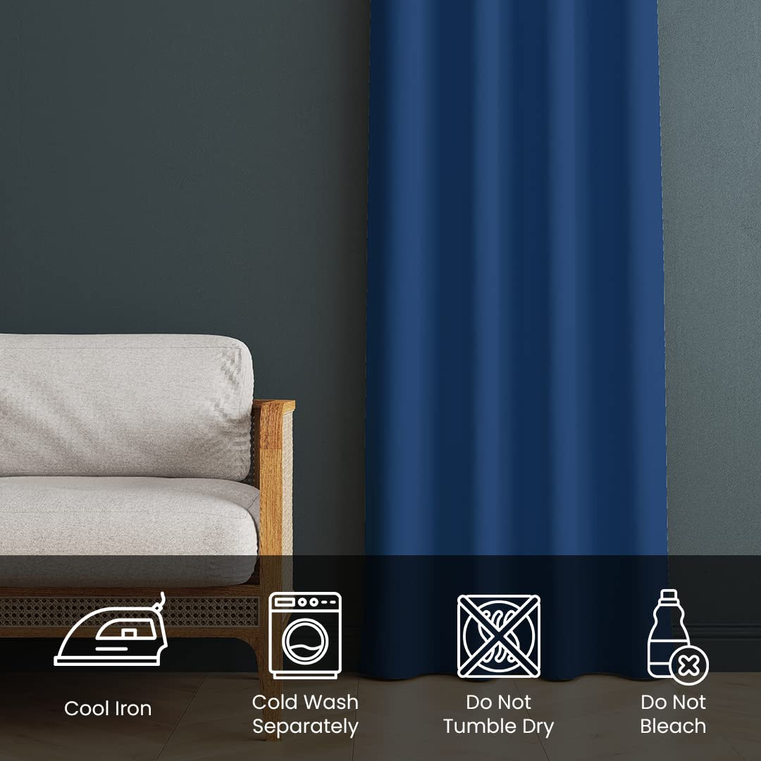 Kuber Industries 100% Room Darkening Black Out Curtain I 5 Feet Window Curtain I Insulated Heavy Polyester Solid Curtain|Drapes with 8 Eyelet for Home & Office (Blue)