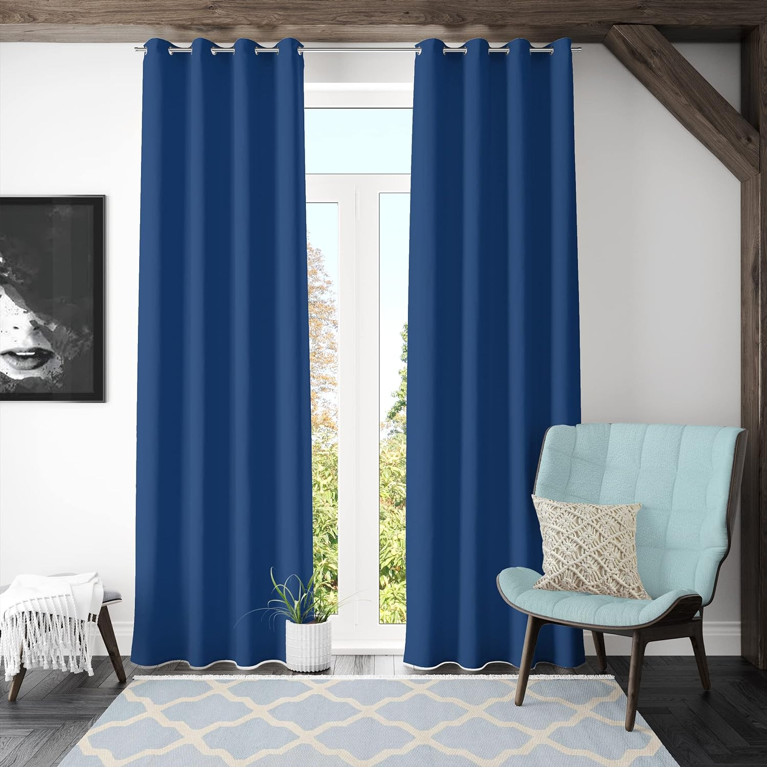 Kuber Industries 100% Room Darkening Black Out Curtain I 5 Feet Window Curtain I Insulated Heavy Polyester Solid Curtain|Drapes with 8 Eyelet for Home & Office (Blue)