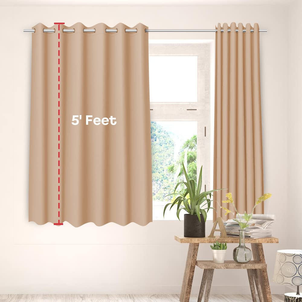 Kuber Industries 100% Room Darkening Black Out Curtain I 5 Feet Window Curtain I Insulated Heavy Polyester Solid Curtain|Drapes with 8 Eyelet for Home & Office (Light Chocolate)