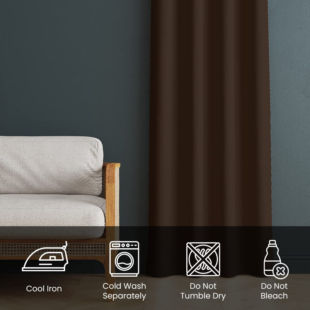 Kuber Industries 100% Room Darkening Black Out Curtain I 5 Feet Window Curtain I Insulated Heavy Polyester Solid Curtain|Drapes with 8 Eyelet for Home & Office (Coffee)