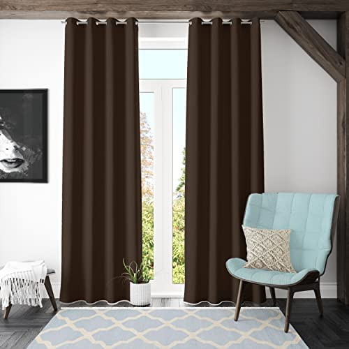 Kuber Industries 100% Room Darkening Black Out Curtain I 5 Feet Window Curtain I Insulated Heavy Polyester Solid Curtain|Drapes with 8 Eyelet for Home & Office (Coffee)