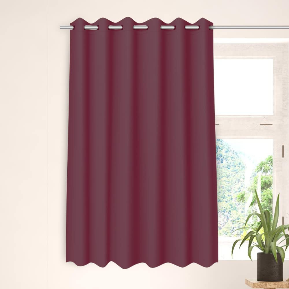 Kuber Industries 100% Room Darkening Black Out Curtain I 5 Feet Window Curtain I Insulated Heavy Polyester Solid Curtain|Drapes with 8 Eyelet for Home & Office (Wine)