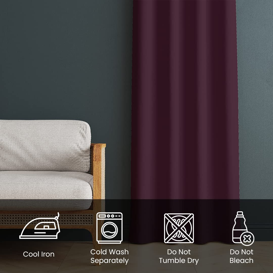 Kuber Industries 100% Room Darkening Black Out Curtain I 5 Feet Window Curtain I Insulated Heavy Polyester Solid Curtain|Drapes with 8 Eyelet for Home & Office (Wine)