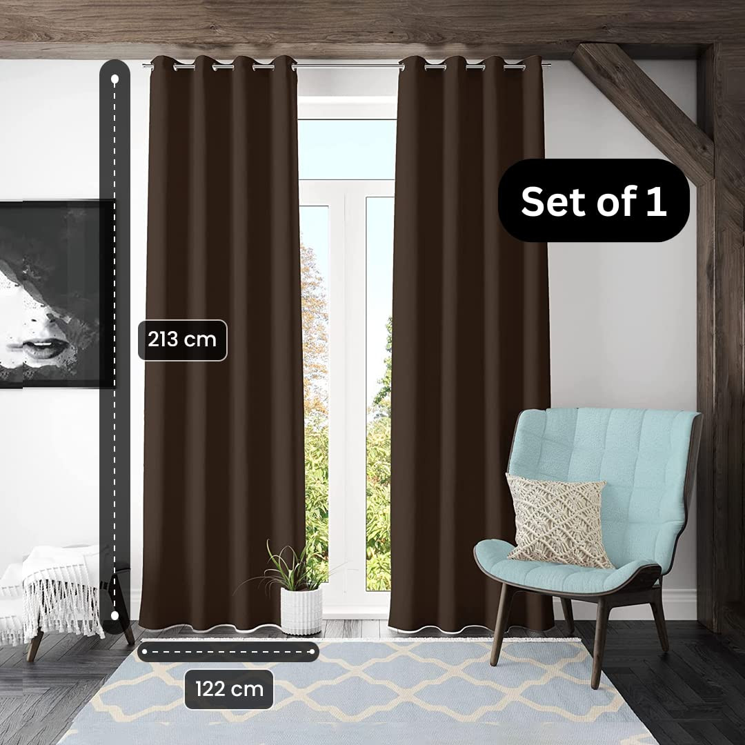 Kuber Industries 100% Room Darkening Black Out Curtain I 7 Feet Door Curtain I Insulated Heavy Polyester Solid Curtain|Drapes with 8 Eyelet for Home & Office (Light Chocolate)