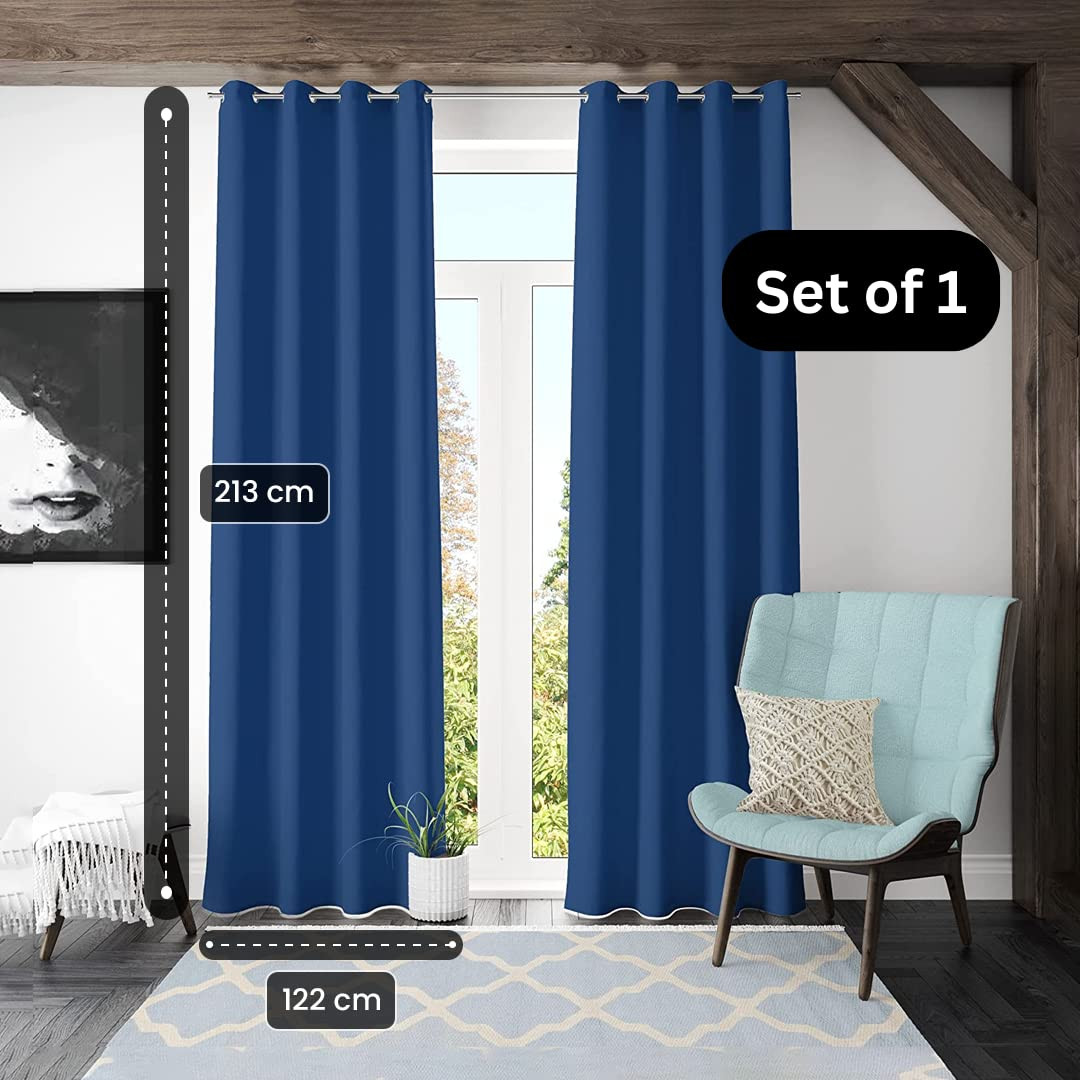 Kuber Industries 100% Room Darkening Black Out Curtain I 7 Feet Door Curtain I Insulated Heavy Polyester Solid Curtain|Drapes with 8 Eyelet for Home & Office (Blue)