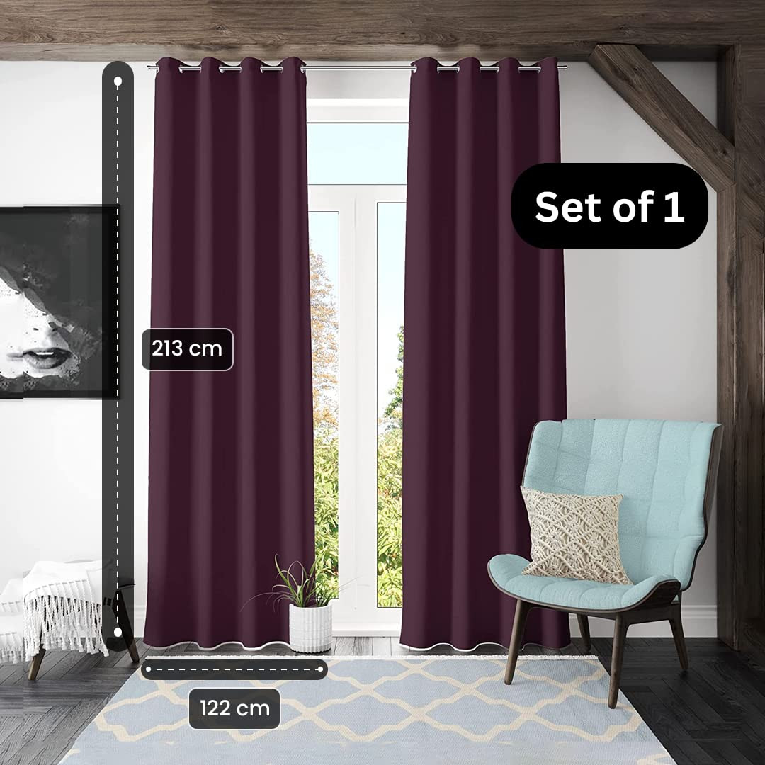 Kuber Industries 100% Room Darkening Black Out Curtain I 7 Feet Door Curtain I Insulated Heavy Polyester Solid Curtain|Drapes with 8 Eyelet for Home & Office (Wine)