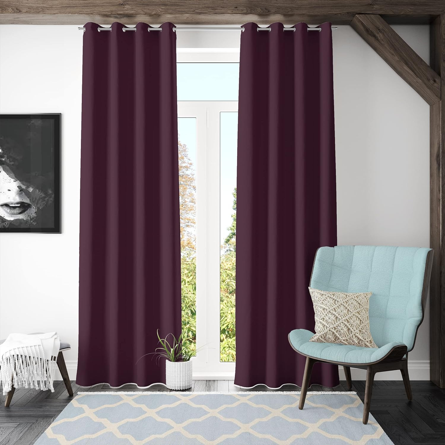 Kuber Industries 100% Room Darkening Black Out Curtain I 7 Feet Door Curtain I Insulated Heavy Polyester Solid Curtain|Drapes with 8 Eyelet for Home & Office (Wine)