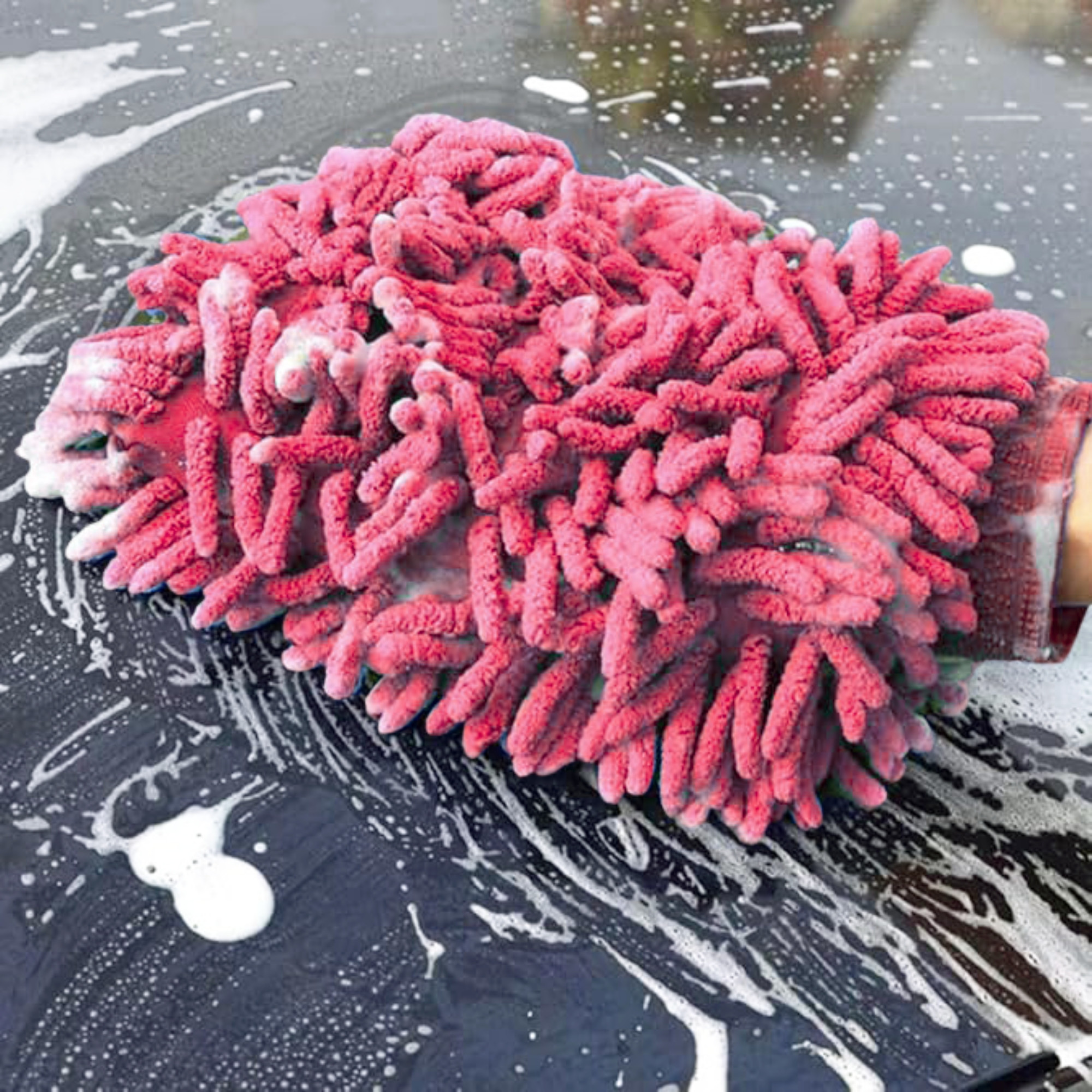 Kuber Industries 100GSM Double-Sided Microfiber Gloves for Cleaning  Kitchen  Home Dusting Mitt  Chenille Car Wash Hand Gloves - Pink