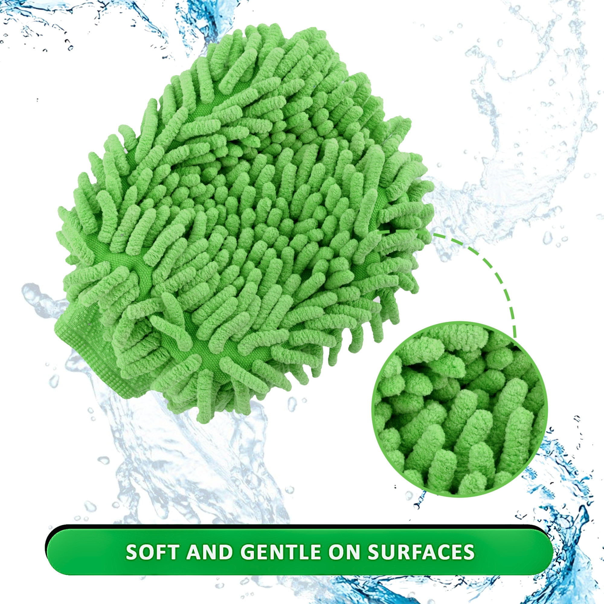 Kuber Industries 100GSM Double-Sided Microfiber Gloves for Cleaning  Kitchen  Home Dusting Mitt  Chenille Car Wash Hand Gloves - Green