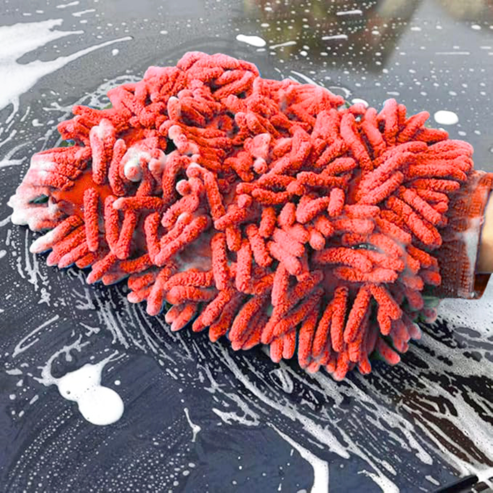 Kuber Industries 100GSM Double-Sided Microfiber Gloves for Cleaning  Kitchen  Home Dusting Mitt  Chenille Car Wash Hand Gloves - Red