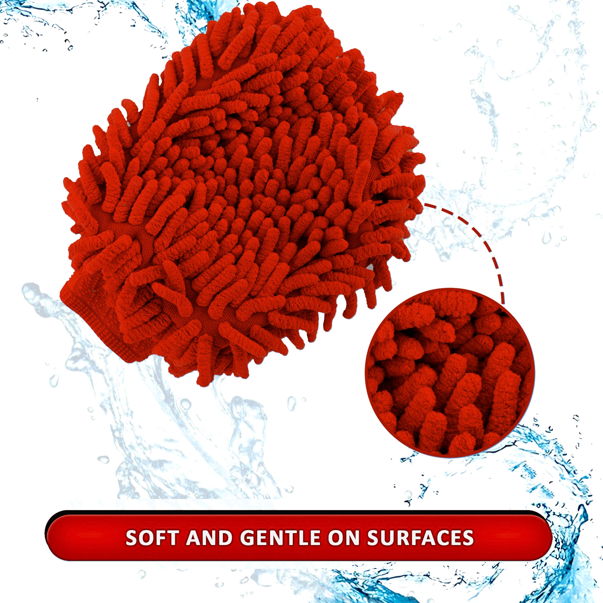 Kuber Industries 100GSM Double-Sided Microfiber Gloves for Cleaning  Kitchen  Home Dusting Mitt  Chenille Car Wash Hand Gloves - Red