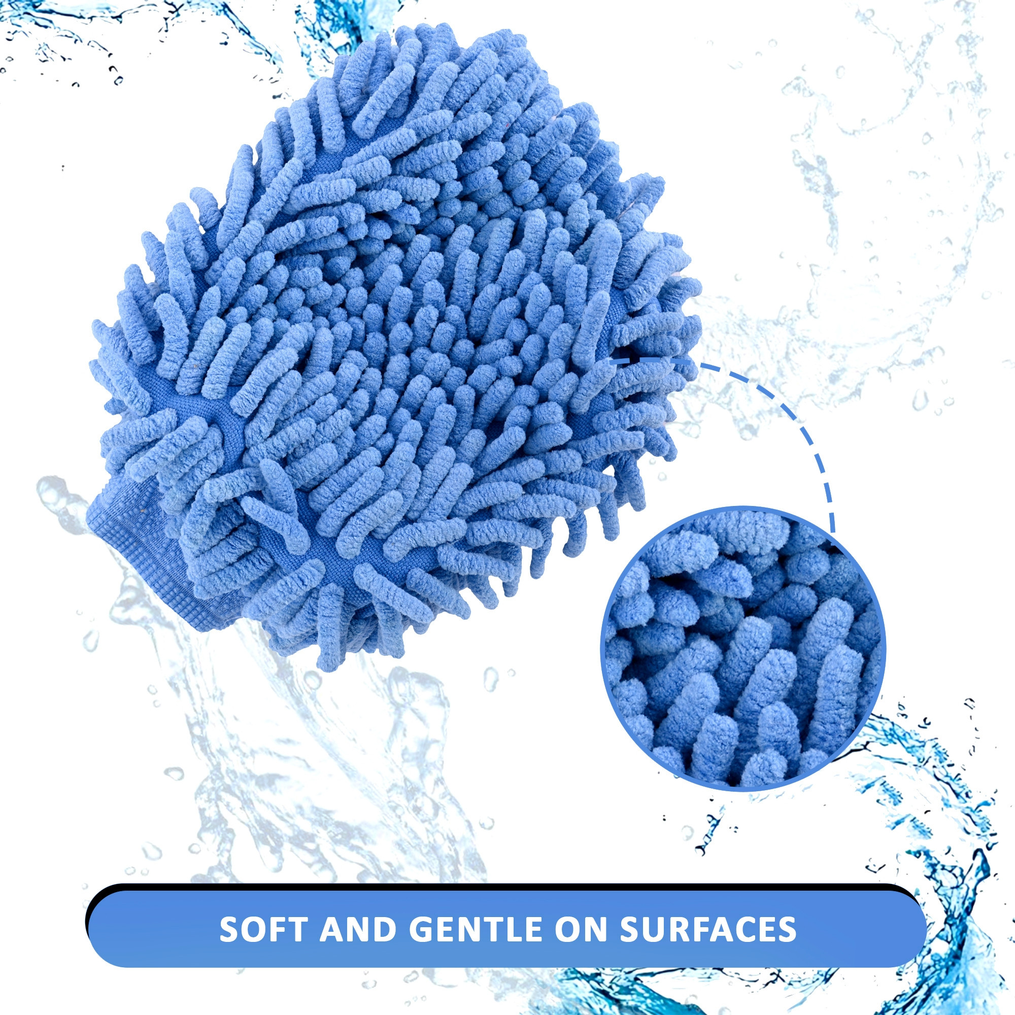 Kuber Industries 100GSM Double-Sided Microfiber Gloves for Cleaning  Kitchen  Home Dusting Mitt  Chenille Car Wash Hand Gloves - Blue