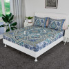 100x108 Inch Bedsheets for Double Bed with 2 Pillow Covers | Easy to Wash &amp; Maintain Double Bedsheet Cotton Fabric - for Daily Use | Arabic Beauty Flower Square -Blue