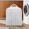 106 LTR Large Non Woven Laundry Basket for Cloth with Handles | Foldable Clothes Storage Basket for Men, Women & Kids | Jute Square Print - Grey