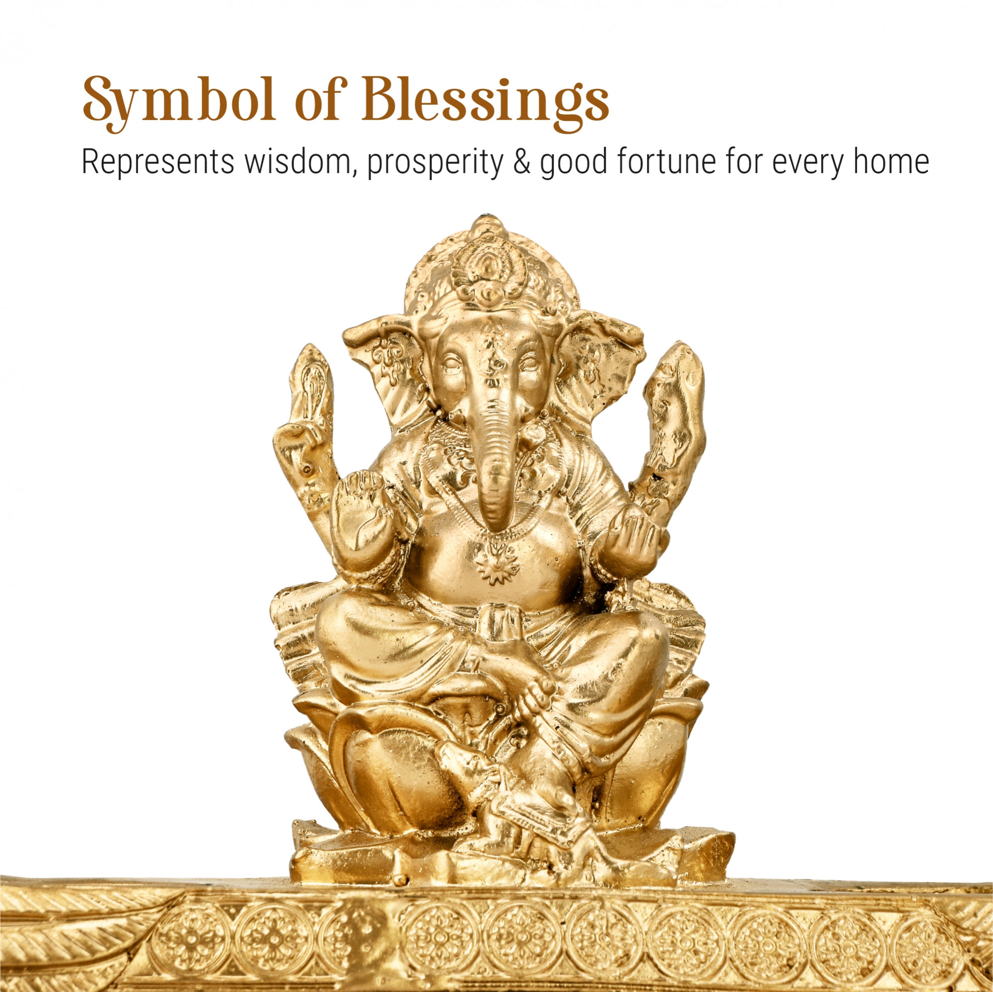 Kuber Industries 10x5 Inch Resin Lord Ganesha Idols with 2 Diya  Vinayagar Statue for Pooja Room  Ganpati Idol for Home and Office Decor  Golden