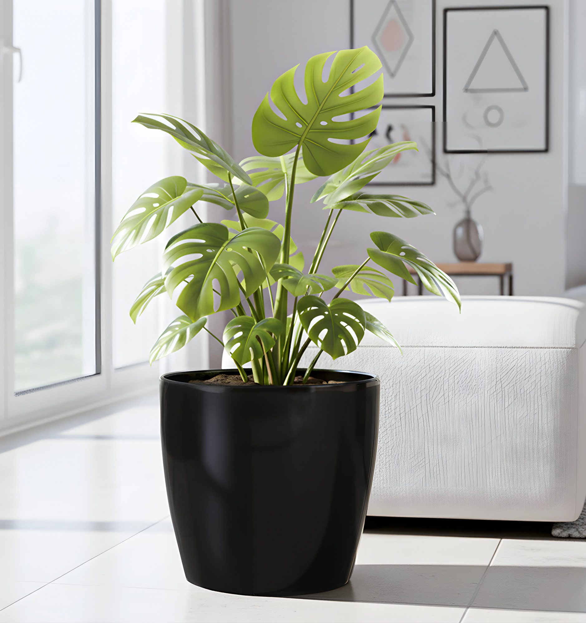 Kuber Industries 11 Inch Flower Pot  Plastic Indoor Planters Ideal for Home Living Room  Office Decor  Aesthetic Plant Holder for Outdoor Plants  Marioo - Black