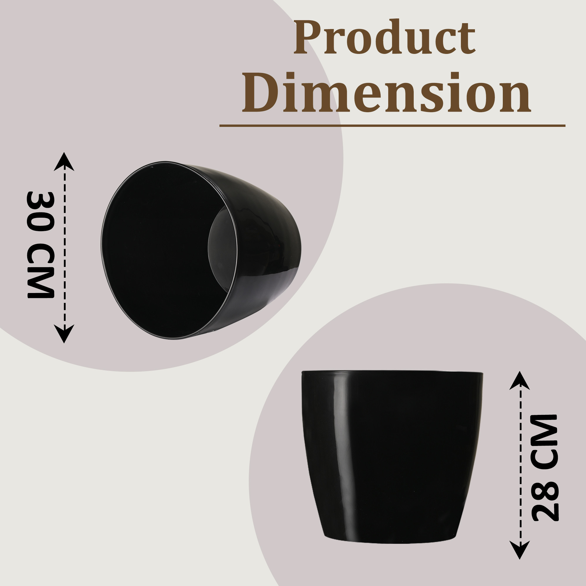 Kuber Industries 11 Inch Flower Pot  Plastic Indoor Planters Ideal for Home Living Room  Office Decor  Aesthetic Plant Holder for Outdoor Plants  Marioo - Black