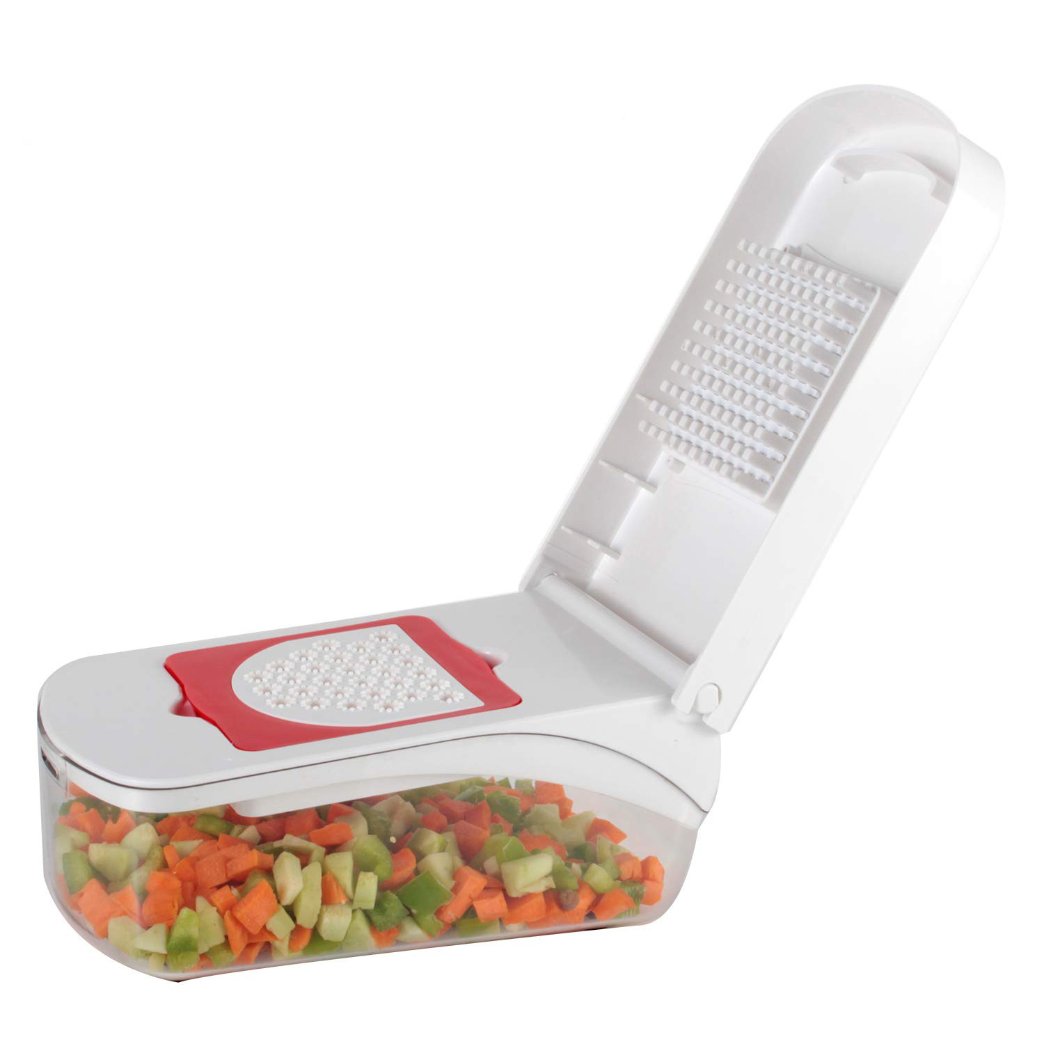 Kuber Industries 12 in 1 Multipurpose Fruit & Vegetable Cutter - Chopper, Dicer,Grater, Slicer, All In One (Red)-KUBMART1332