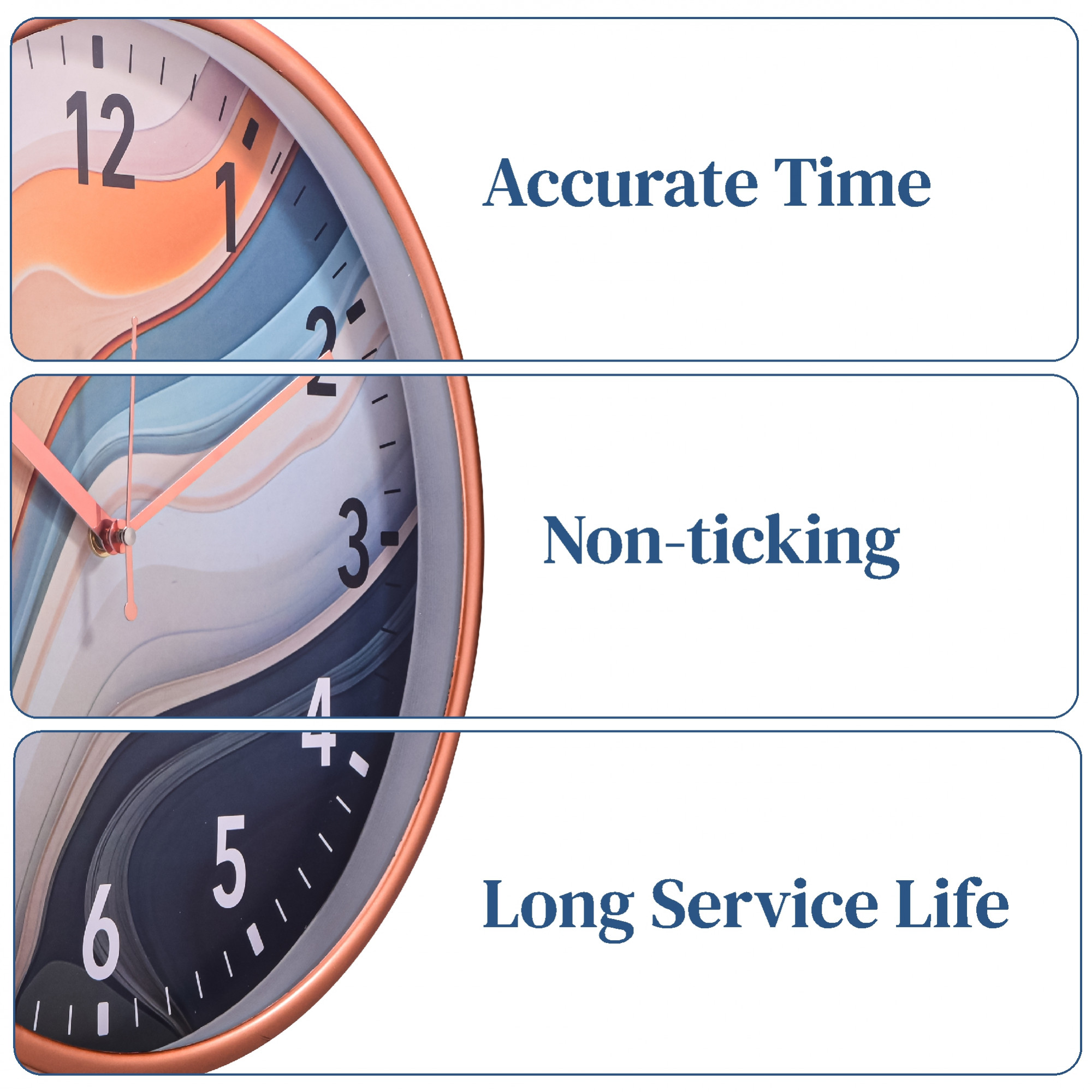 Kuber Industries 12 Inch Non-Ticking Wall Clock for Home  Office  Analog Number Wall Clock for Living Room Bedroom Hall  Easy-to-Read Numbers  Battery not Included  NC-21376  Sunset Waves