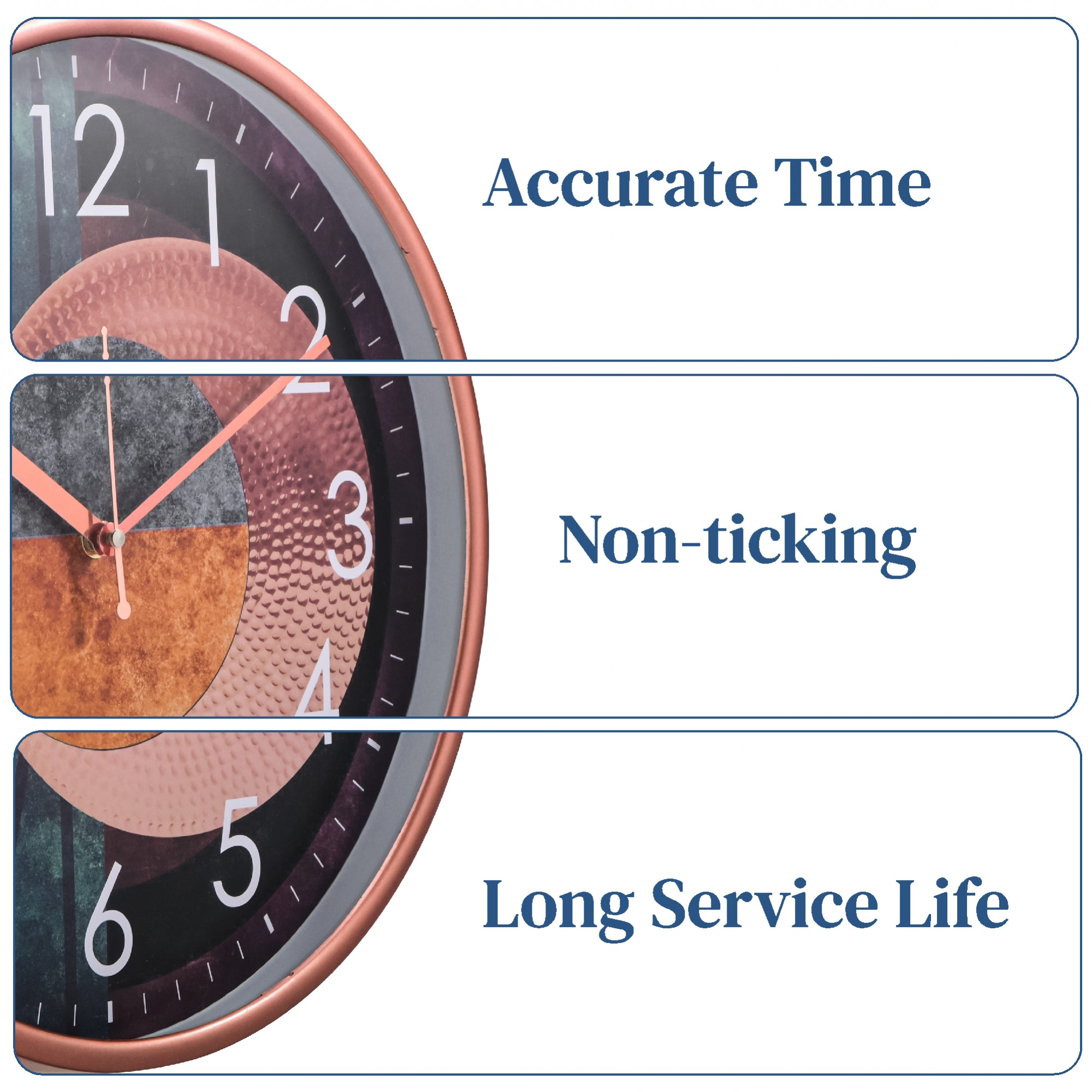 Kuber Industries 12 Inch Silent Sweep Wall Clock for Home  Office  Abstract Analog Number Wall Clock for Living Room Bedroom  Geometric Dial  Battery not Included  NC-21377  Multicolor