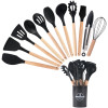 Kuber Industries 12 Pcs (with Holder) Silicone Nonstick Spatula Set | Heat Resistant Spatula for Kitchen | Kitchen Accessories Items for Cooking, Baking &amp; Mixing | HW-1-BLK | Black