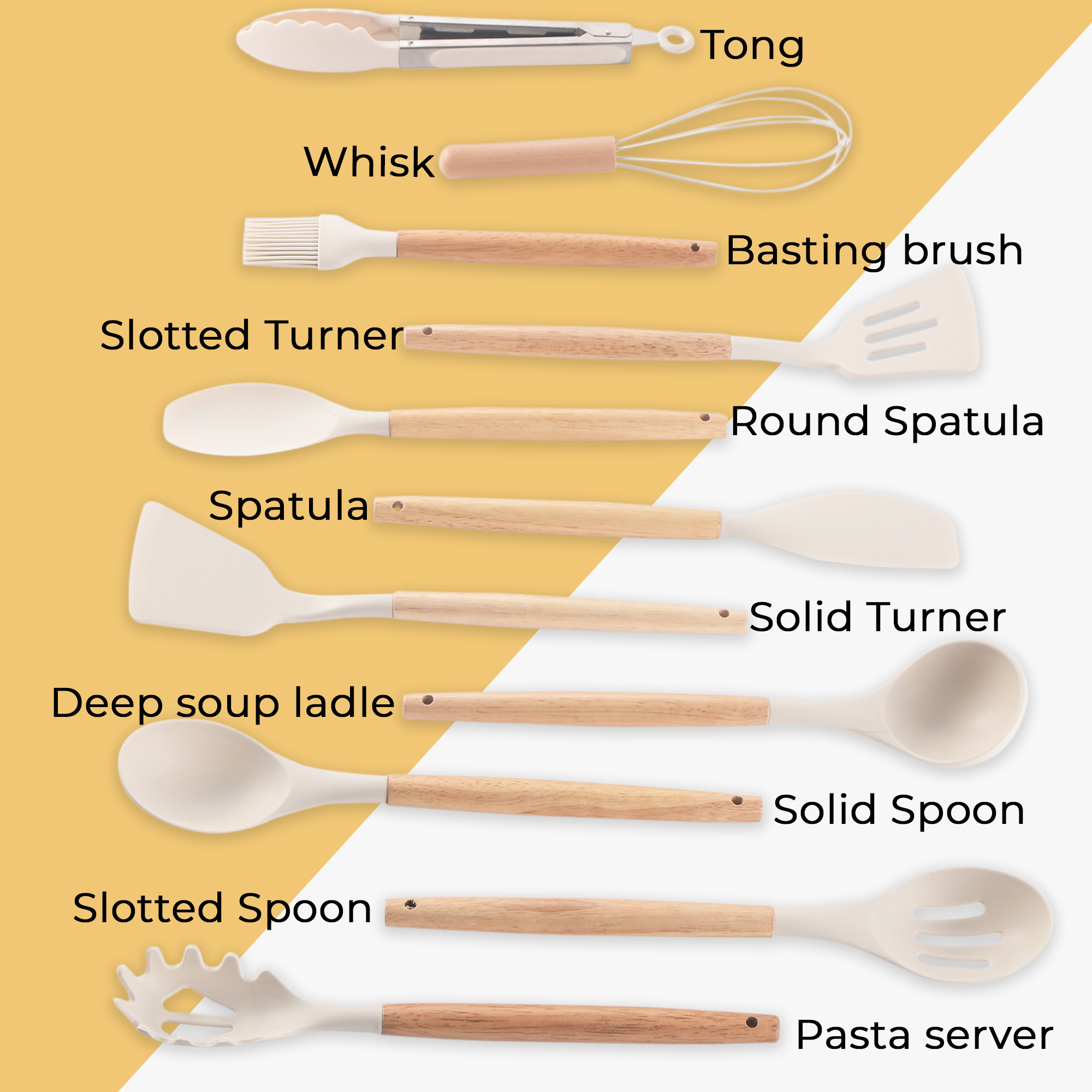 Kuber Industries 12 Pcs with Holder Silicone Nonstick Spatula Set  Heat Resistant Spatula for Kitchen  Kitchen Accessories Items for Cooking Baking  Mixing  HW-1-WHH  White