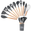Kuber Industries 12 Pcs (with Holder) Silicone Nonstick Spatula Set | Heat Resistant Spatula for Kitchen | Kitchen Accessories Items for Cooking, Baking &amp; Mixing | HW-1-GRY | Grey