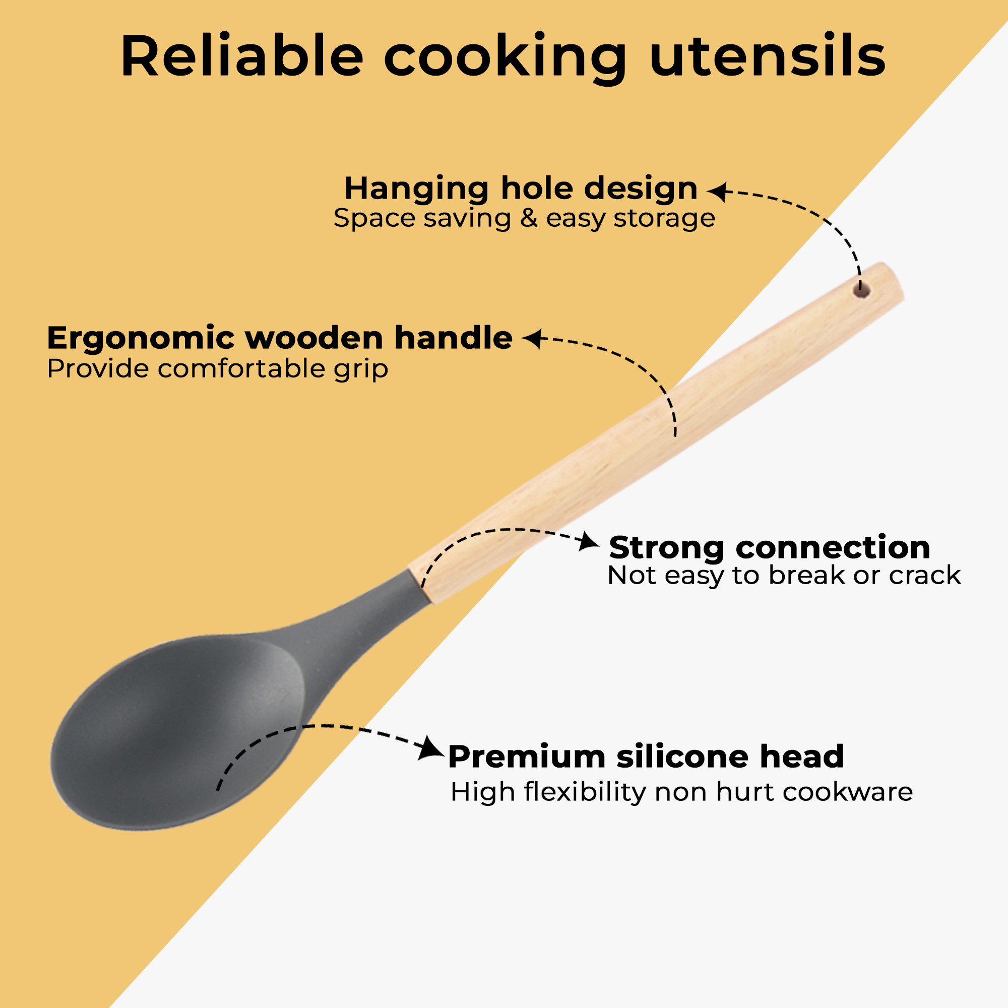 Kuber Industries 12 Pcs with Holder Silicone Nonstick Spatula Set  Heat Resistant Spatula for Kitchen  Kitchen Accessories Items for Cooking Baking  Mixing  HW-1-GRY  Grey