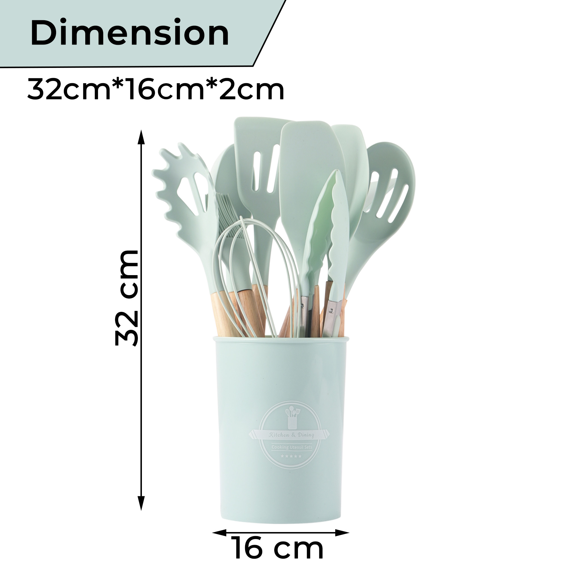 Kuber Industries 12 Pcs with Holder Silicone Nonstick Spatula Set  Heat Resistant Spatula for Kitchen  Kitchen Accessories Items for Cooking Baking  Mixing  HW-1-MINT  Mint