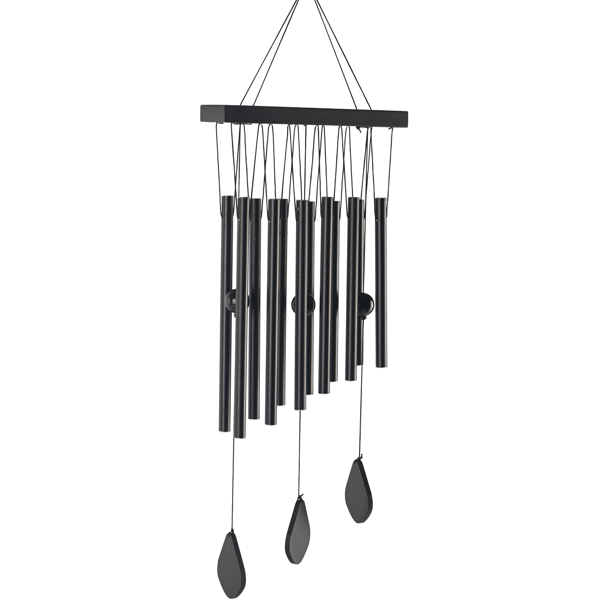Kuber Industries 12 Pipes Musical Wind Chimes for Balcony  Aluminium Wind Chimes for Home Positive Energy for Living Room  Home Decor Hanging Items  Black