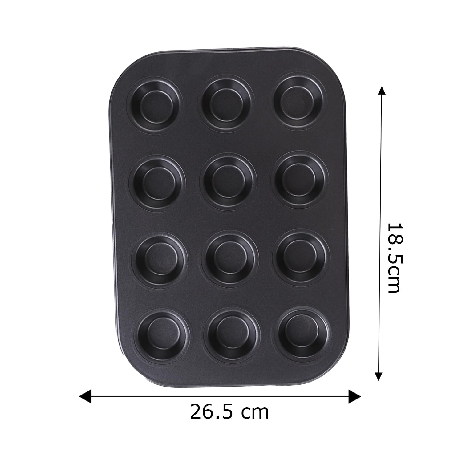 Kuber Industries 12 Slots Non-Stick Cup Cake Tray|Cup Cake Mould for Baking|Idol for Muffin, Small Cake (Black)