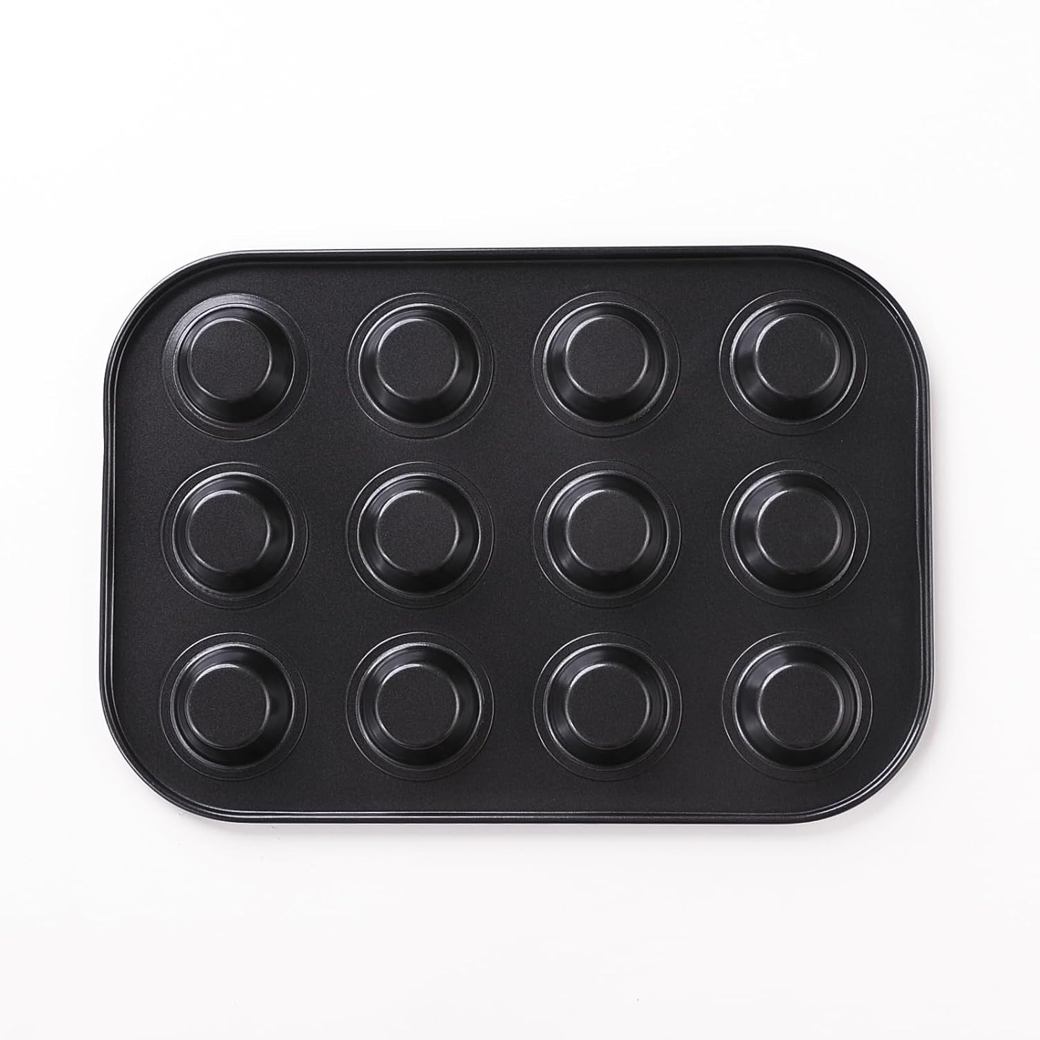 Kuber Industries 12 Slots Non-Stick Cup Cake Tray|Cup Cake Mould for Baking|Idol for Muffin, Small Cake (Black)