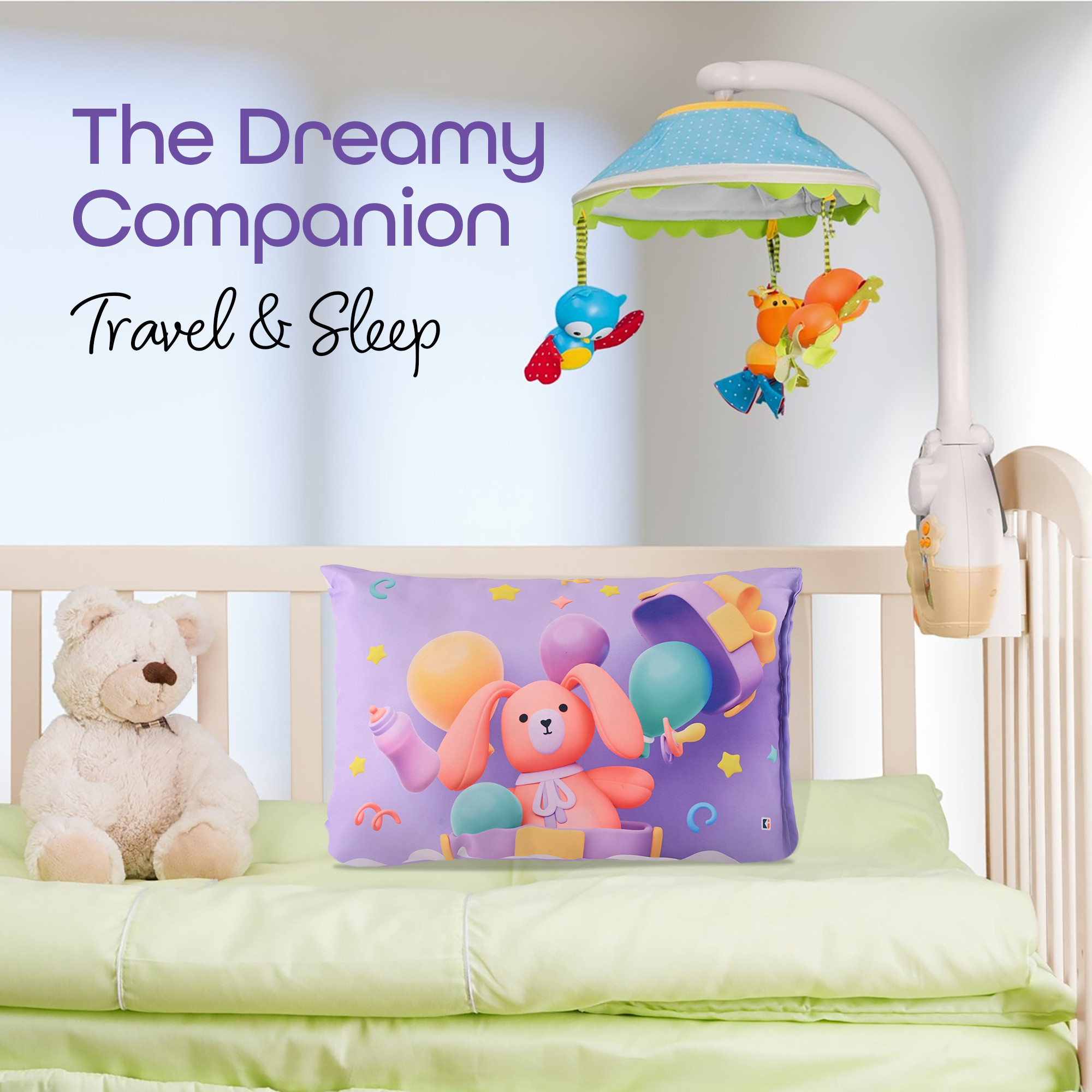 Kuber Industries 12x18 Kids Pillows for Boys  Girls  Soft Microfiber Cushion  Pillow Filler for Sleeping Toddlers  Teddy Bear - Purple