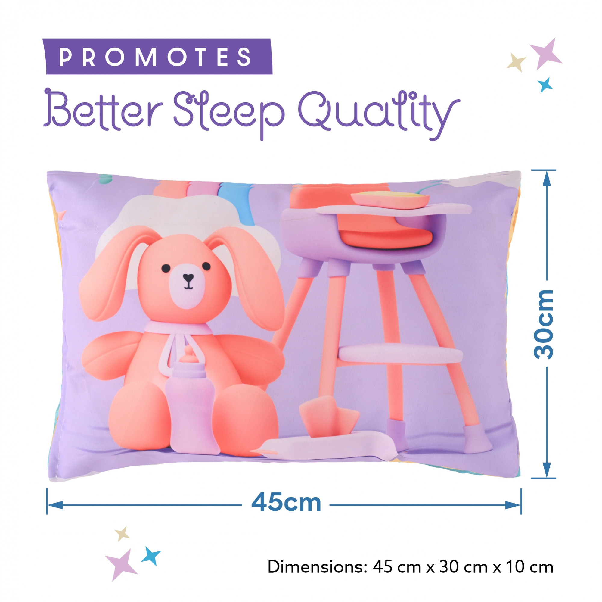 Kuber Industries 12x18 Kids Pillows for Boys  Girls  Soft Microfiber Cushion  Pillow Filler for Sleeping Toddlers  Teddy Bear - Purple