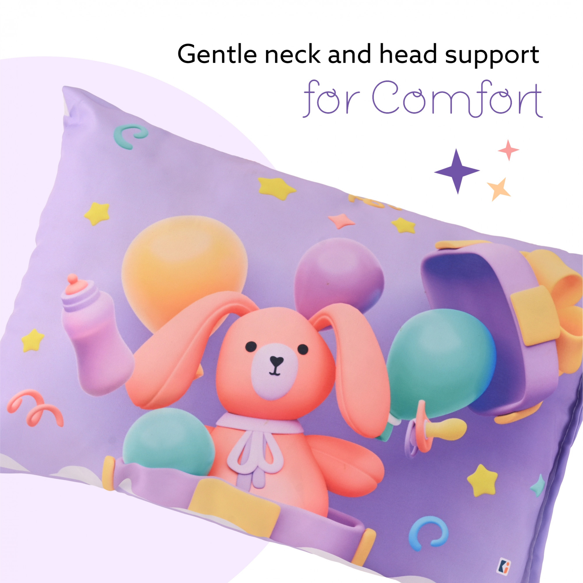 Kuber Industries 12x18 Kids Pillows for Boys  Girls  Soft Microfiber Cushion  Pillow Filler for Sleeping Toddlers  Teddy Bear - Purple