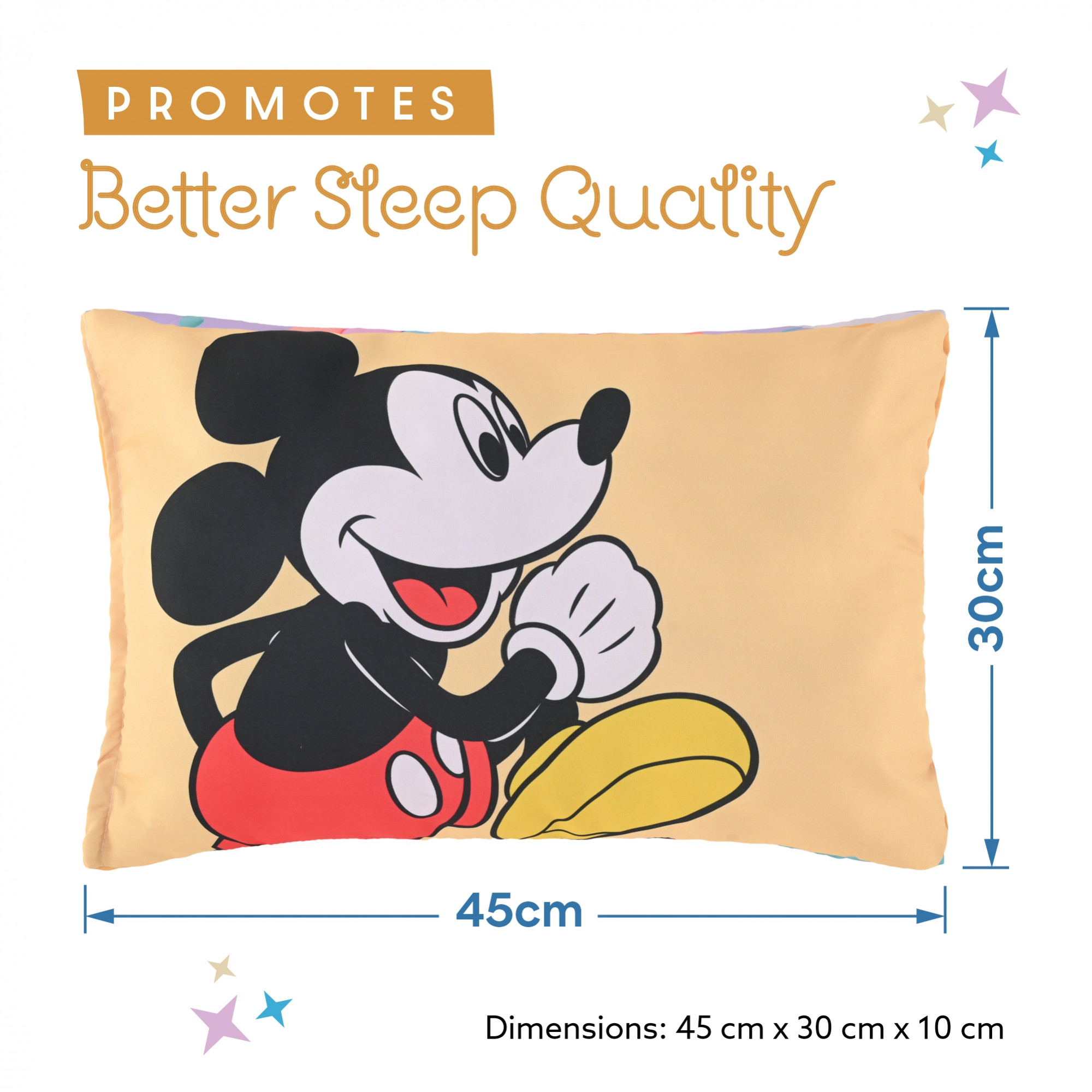 Kuber Industries 12x18 Kids Pillows for Boys  Girls  Soft Microfiber Cushion  Pillow Filler for Sleeping Toddlers  Disney Mickey - Yellow