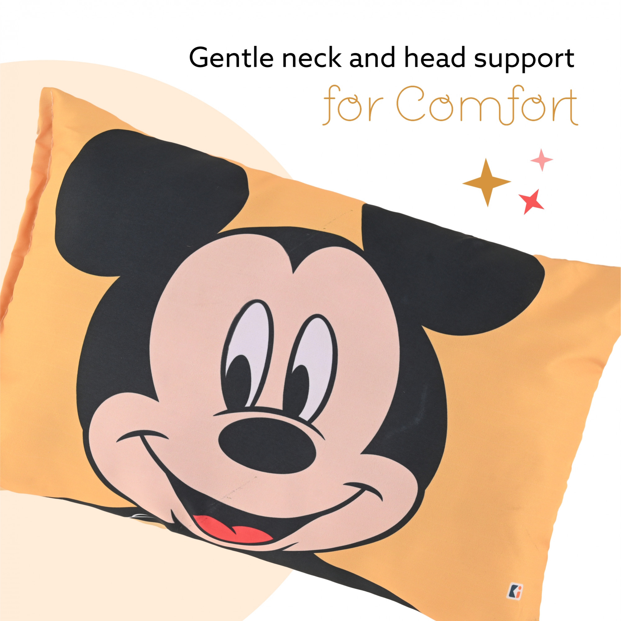 Kuber Industries 12x18 Kids Pillows for Boys  Girls  Soft Microfiber Cushion  Pillow Filler for Sleeping Toddlers  Disney Mickey - Yellow