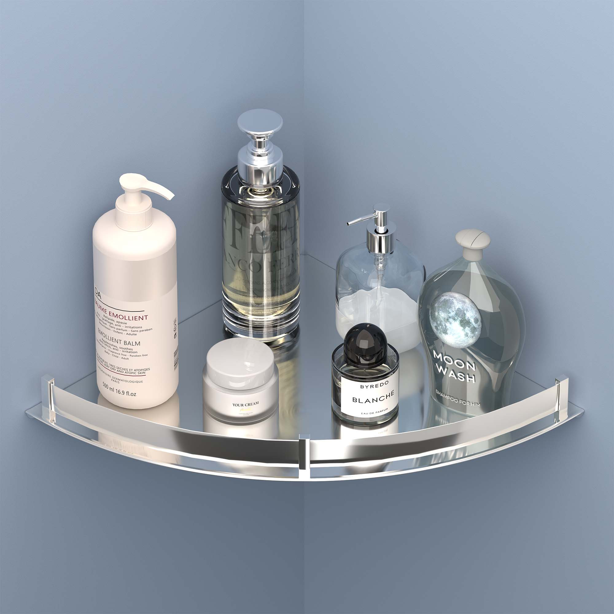 Kuber Industries 12x12 Inch Stainless Steel Wall Mounted Corner Shelf for Bathroom  Kitchen  Corner Bathroom Racks and Shelves for Toiletries  Kitchen Items  Chrome Finish - Silver