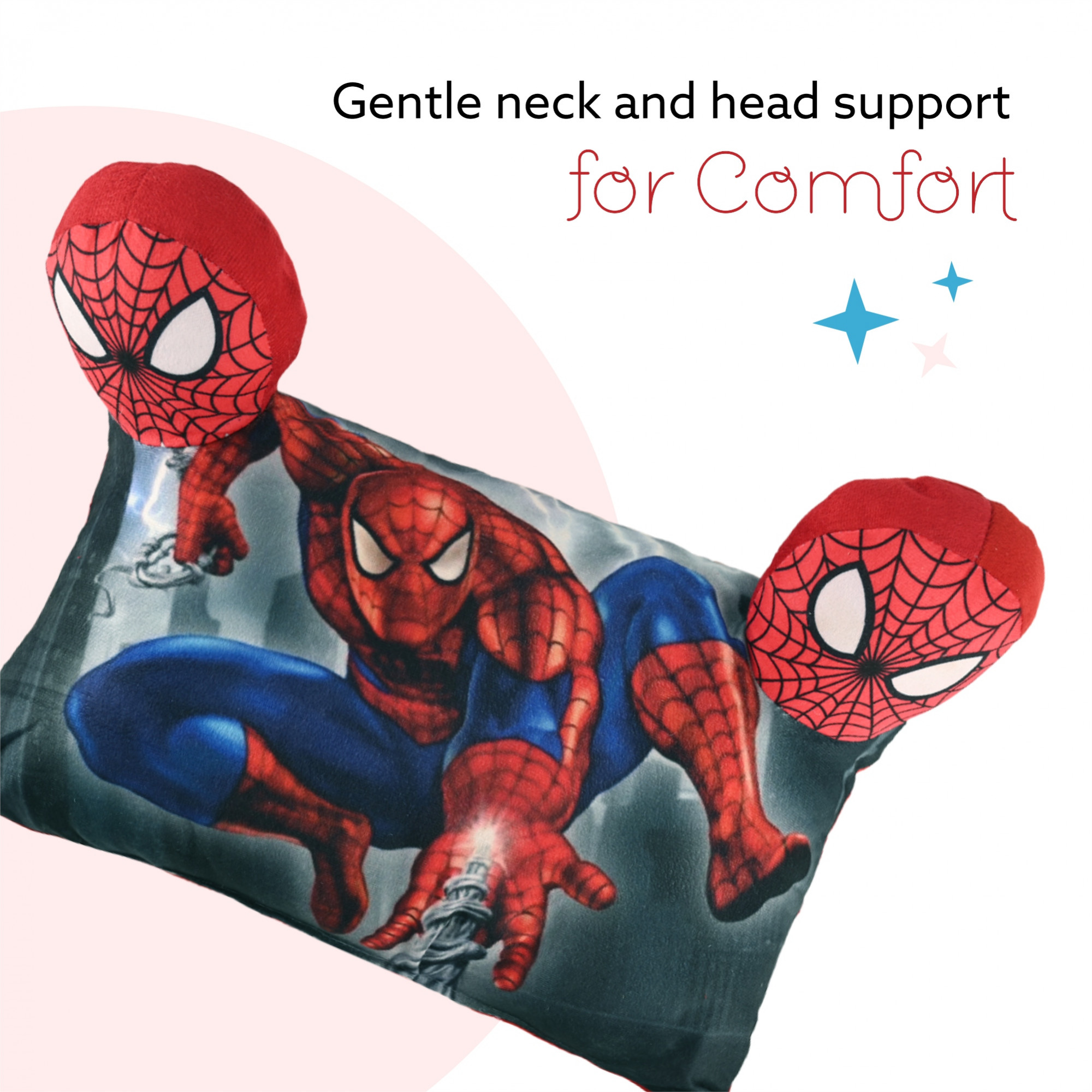 Kuber Industries 12x18 Inches Soft And Cozy Pillow for Baby  Comfortable Toddler Pillow for 2 Year Olds  Sleeping Cushion for Kids Bedtime  Marvel Spiderman- Red