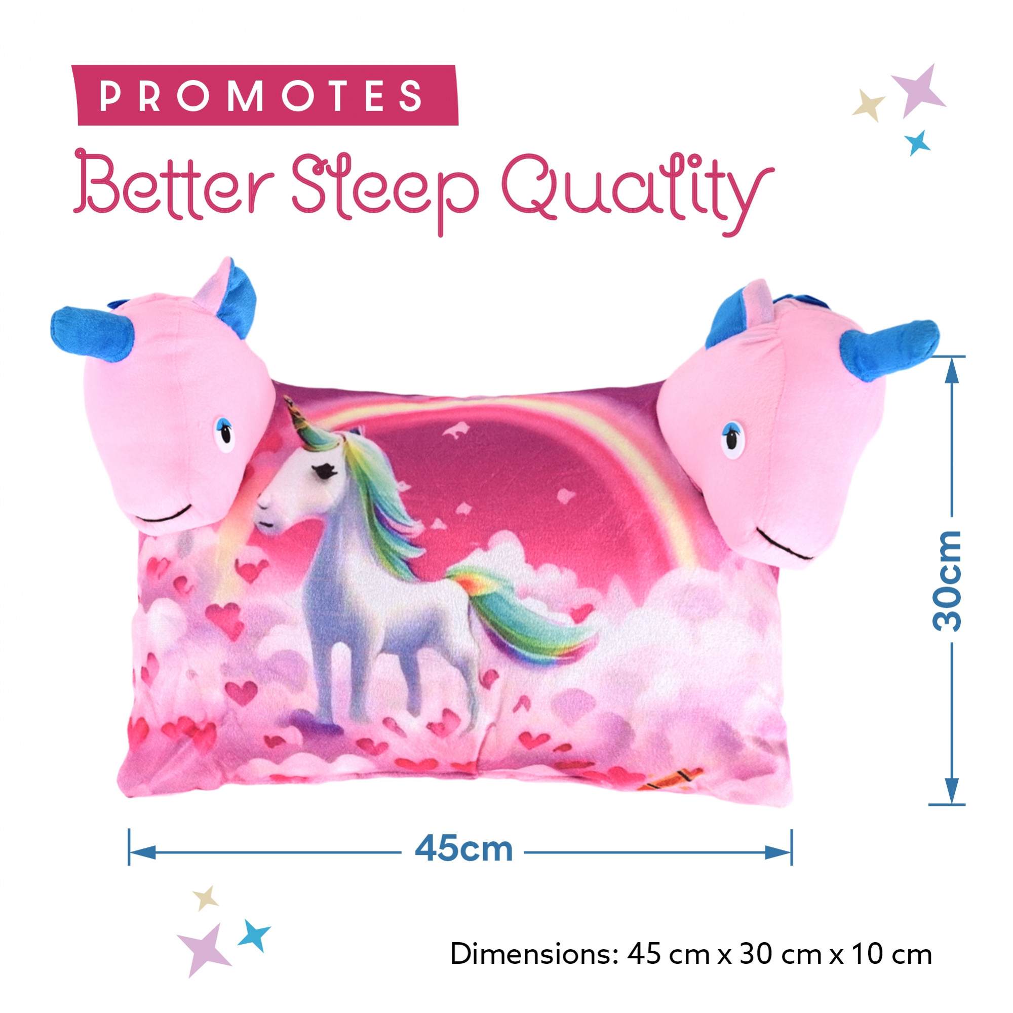 Kuber Industries 12x18 Inches Soft And Cozy Pillow for Baby  Comfortable Toddler Pillow for 2 Year Olds  Sleeping Cushion for Kids Bedtime  Unicorn Print - Pink