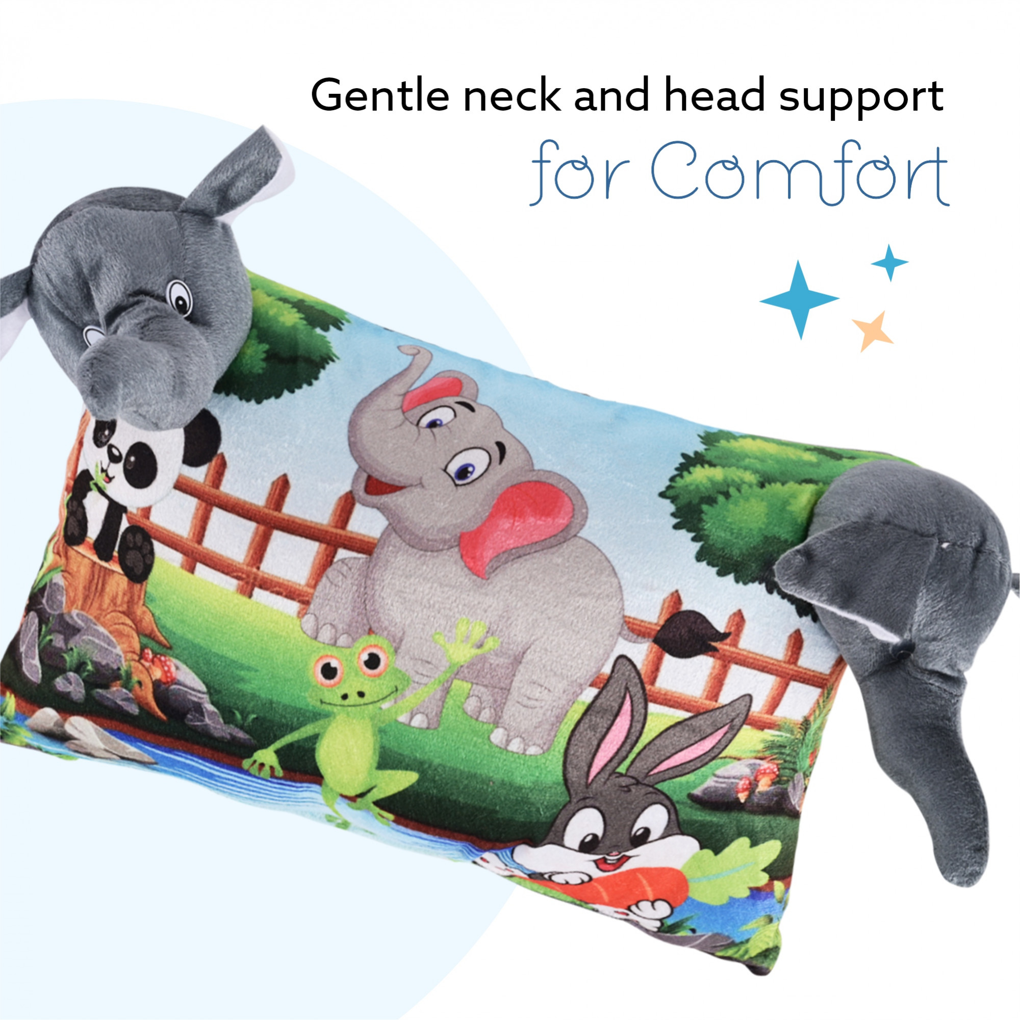 Kuber Industries 12x18 Inches Soft And Cozy Pillow for Baby  Comfortable Toddler Pillow for 2 Year Olds  Sleeping Cushion for Kids Bedtime  Elephant Print - Grey