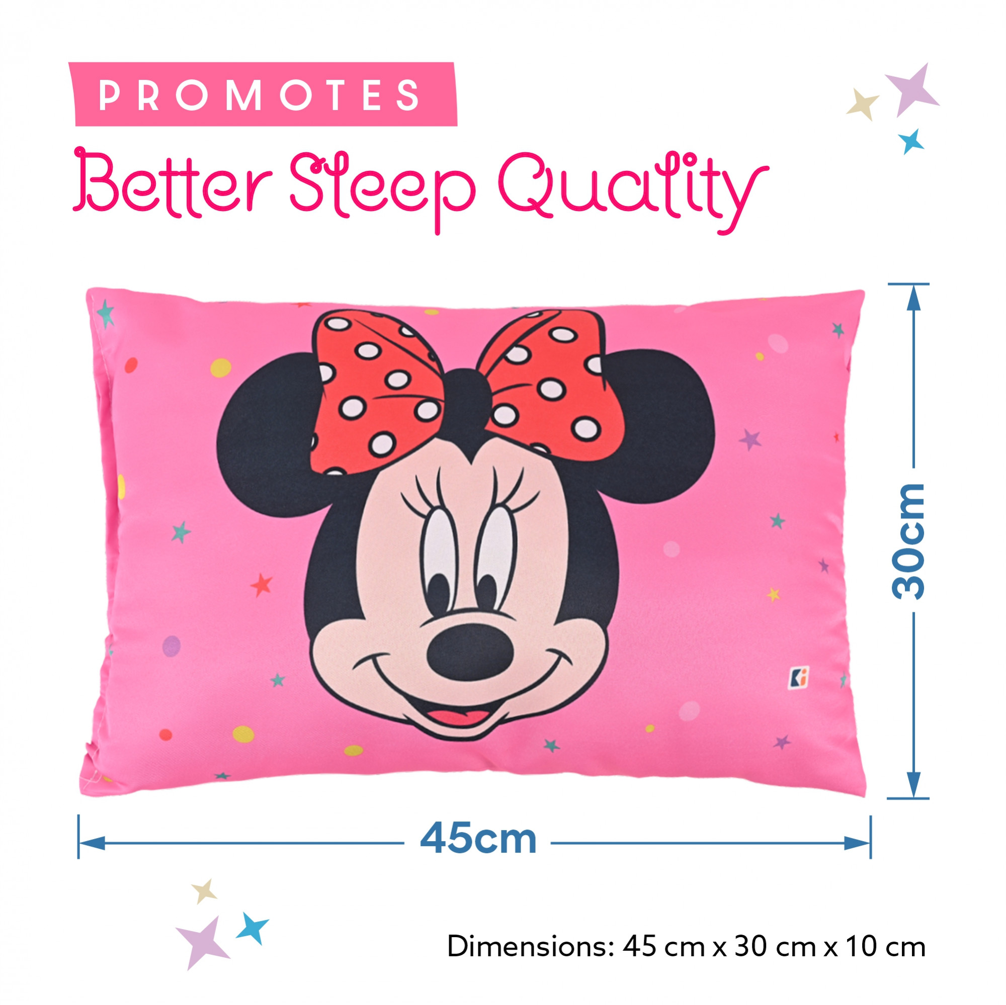 Kuber Industries 12x18 Inches Soft And Cozy Pillow for Baby  Comfortable Toddler Pillow for 2 Year Olds  Sleeping Cushion for Kids Bedtime  Disney Minnie - Pink