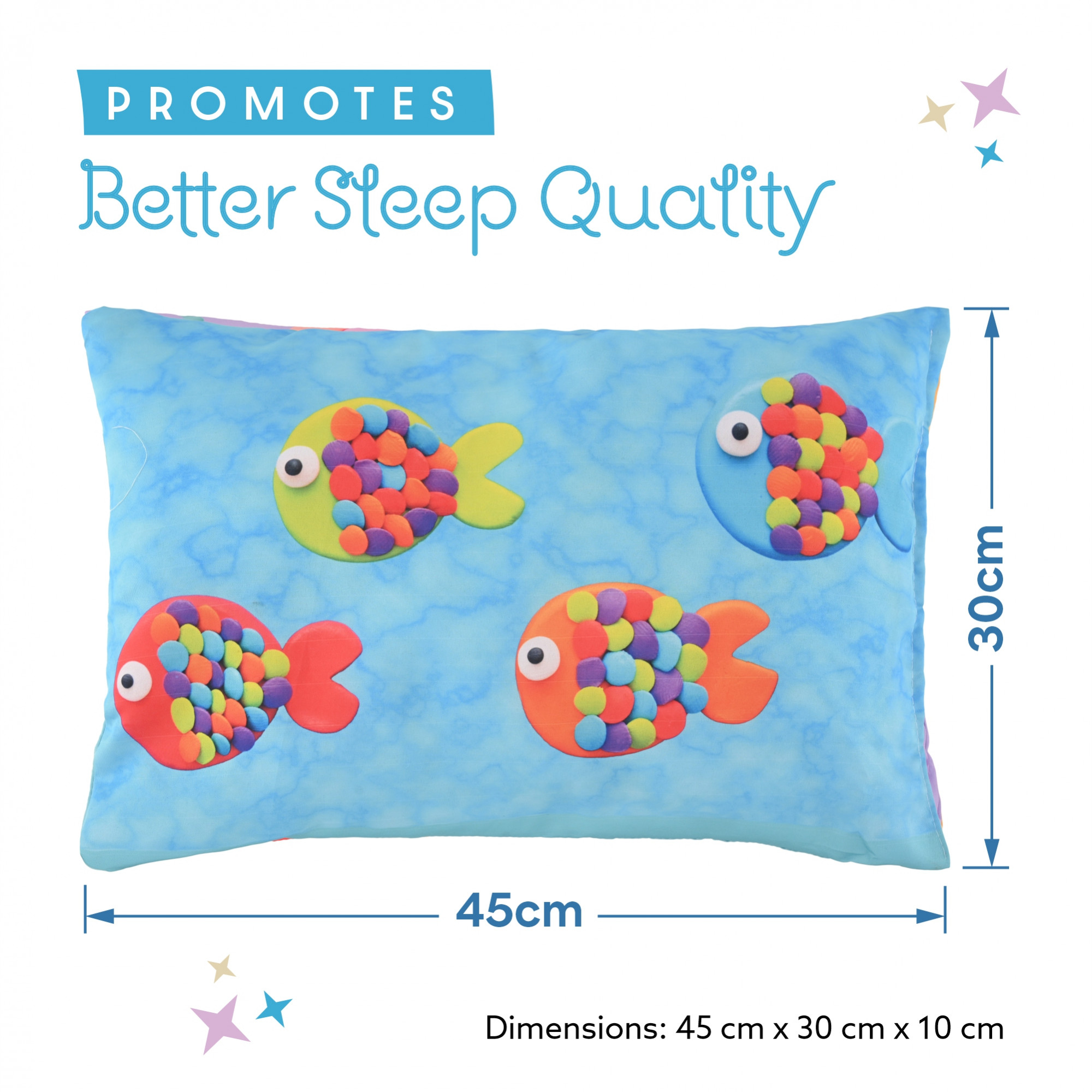 Kuber Industries 12x18 Inches Soft And Cozy Pillow for Baby  Comfortable Toddler Pillow for 2 Year Olds  Sleeping Cushion for Kids Bedtime  Train Print - Green  Blue