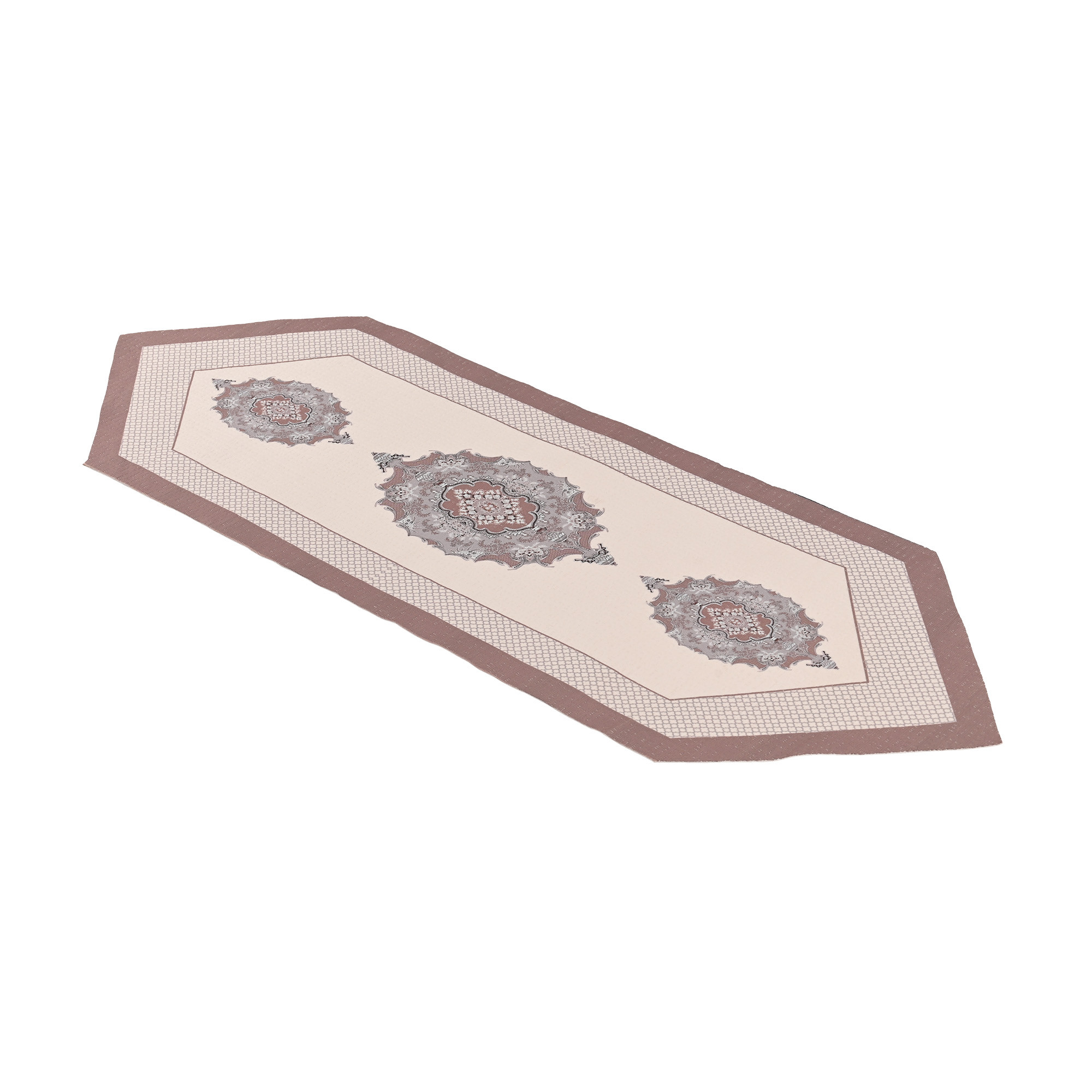 Kuber Industries 13x36 Anti Slip Cotton Table Runner For Centre Table  Stylish Dining Table Runner for Living Room - Dining Table Accessories for Home  Hotel  1032 Pyramid- Cream  Brown