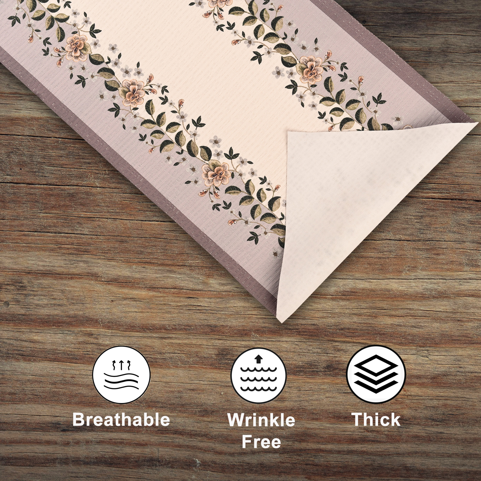 Kuber Industries 13x36 Anti Slip Cotton Table Runner For Centre Table  Stylish Dining Table Runner for Living Room - Dining Table Accessories for Home  Hotel  1036 Pyramid- Cream  Green